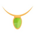 Green gemstone necklace icon cartoon vector. Front present