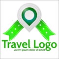 Green geolocation marker emblem for travel