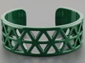 Green geometric cuff bracelet isolated on white background Royalty Free Stock Photo
