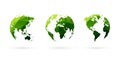 Green geometric globes vector set world planet earth Royalty Free Stock Photo