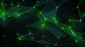 Green geometric network with glowing connections on dark background Royalty Free Stock Photo