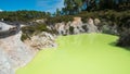 Green geothermal sulphuric pool display