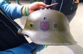 Green German helmet of the Second World War as a historical find