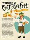 Green germany costume oktoberfest man a mustache icon in cartoon style isolated on vintage background vector