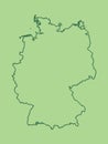 A green Germany map with single border line and shading on light background