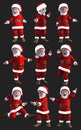Funny Santa Claus in various actions with clipping path
