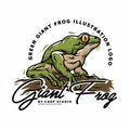 Green giant frog, vintage illustration logo