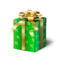 Green Gift Box gold ribbon Christmas Holiday Royalty Free Stock Photo