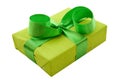 Green Gift Box with green Satin Ribbon Royalty Free Stock Photo