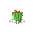 Green gift box with Money eye cartoon character design Royalty Free Stock Photo