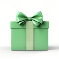 Green Gift Box With Untied Ribbons And Bow