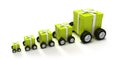 Green gift boxes convoy Royalty Free Stock Photo