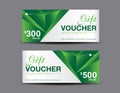 Green Gift Voucher, coupon design, ticket, banner, cards Royalty Free Stock Photo