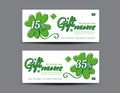 St. Patrick`s Day Gift voucher card, Green Gift Voucher template, coupon design, certificate, ticket template, discount card