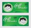 Green Gift Voucher template, Discount voucher vector, Coupon, discount card, Sale banner, headers, web banner, Creative idea,