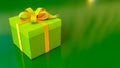 A green giftbox on green background Royalty Free Stock Photo