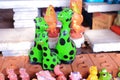 Green giraffe statue