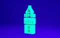 Green Giralda in Seville Spain icon isolated on blue background. Minimalism concept. 3d illustration 3D render