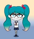 001_Girl with glasses with green hair