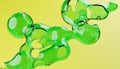 Green glass abstract shape flowing against bright yellow background. Royalty Free Stock Photo