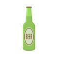 Green glass beer bottle in flet style