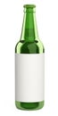 Green glass beer bottle with a label. Design mockup template Royalty Free Stock Photo
