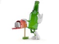 Green glass bottle character with mailbox