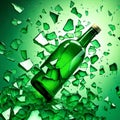 Glass bottle shattering - ai generated image Royalty Free Stock Photo