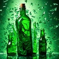 Glass bottle shattering - ai generated image Royalty Free Stock Photo