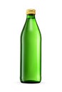 Green glass bottle of soda or mineral water isolated on white Royalty Free Stock Photo