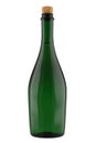 Green Glass Bottle of Sparkling Wine or Champagne Isolated on White Background. Royalty Free Stock Photo