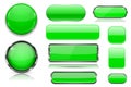 Green glass buttons. Collection of 3d icons Royalty Free Stock Photo