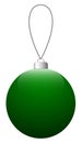 Green glass Christmas ball on the string isolated on a white background. Royalty Free Stock Photo