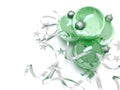 Green glass Christmas toys