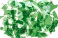 Green glass confetti. Fragments of very thin colored glass for fusing. Background image, texture