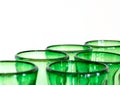 Green glass designer wine glasses detail view abstract with copy space Royalty Free Stock Photo