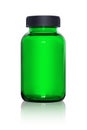 Green glass supplement bottle