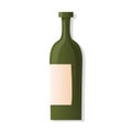 Green glass wine bottle cartoon illustration Royalty Free Stock Photo