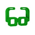 Green Glasses icon isolated on transparent background. Eyeglass frame symbol.