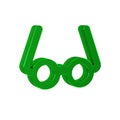 Green Glasses icon isolated on transparent background. Eyeglass frame symbol.