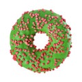 Green glazed donut isolated on white background Royalty Free Stock Photo