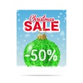 Green glitter christmas ball for christmas sale Royalty Free Stock Photo