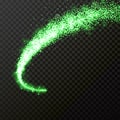 Green glitter light of vector comet particles wave Royalty Free Stock Photo
