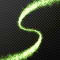 Green glitter wave vector shiny particles trail Royalty Free Stock Photo