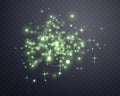 Green glittering dots, particles, stars magic sparks. Glow flare light effect. Green luminous points. Vector particles Royalty Free Stock Photo