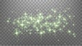 Green glittering dots, particles, stars magic sparks. Glow flare light effect. Green luminous points. Vector particles Royalty Free Stock Photo