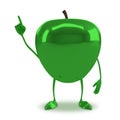 Green glossy apple character