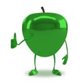 Green glossy apple character