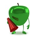 Green glossy apple character