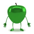 Green glossy apple character